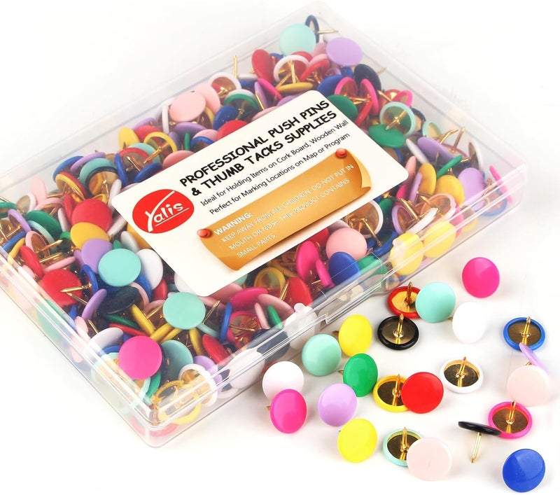 Yalis Thumb Tacks 400-count, Colors Plastic Roundness Push Pins Decorative Tacks for Corkboard (Colorful) - Image 2
